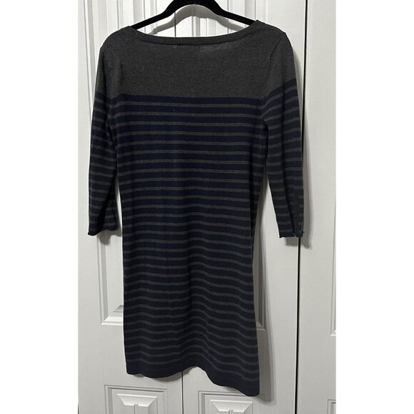 Banana Republic Sweater Dress Women's Medium Striped Gray Blue Cotton - Picture 8 of 8